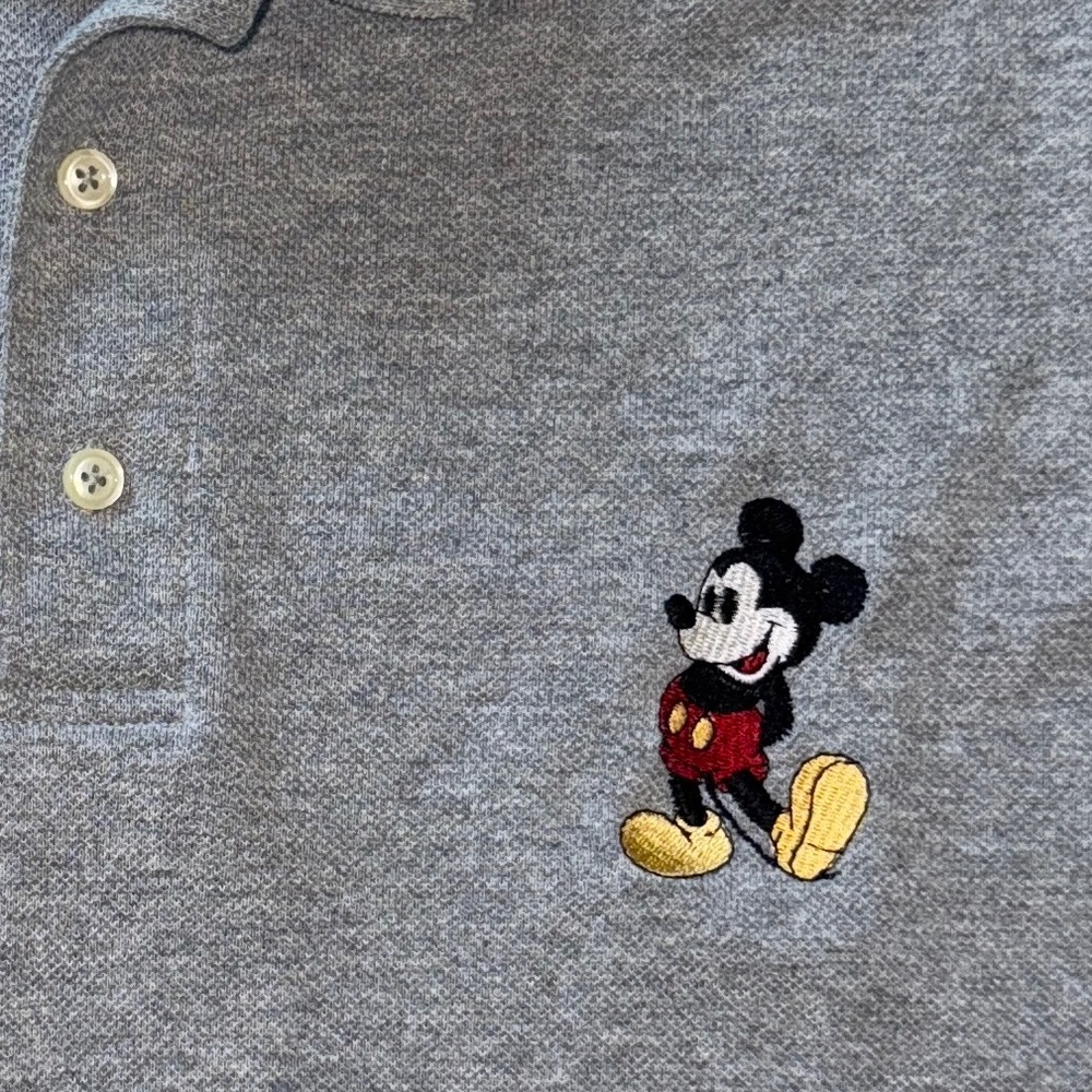 Disney Store Men’s Polo Shirt XL Slim Fit Gray Embroidered Mickey Mouse - Picture 7 of 9